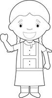 Easy coloring cartoon character from Cuba dressed in the traditional way Illustration. vector
