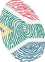 Fingerprint colored with the national flag of South Africa vector