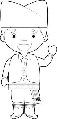 Easy coloring cartoon character from Serbia dressed in the traditional way Illustration.