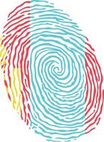 Fingerprint colored with the national flag of Mongolia vector