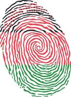 Fingerprint colored with the national flag of Malawi vector