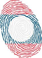 Fingerprint colored with the national flag of Laos vector