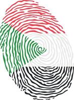 Fingerprint colored with the national flag of Sudan vector