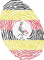 Fingerprint colored with the national flag of Uganda vector