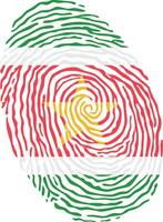 Fingerprint colored with the national flag of Suriname vector
