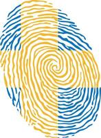 Fingerprint colored with the national flag of Sweden vector