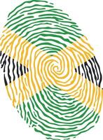Fingerprint colored with the national flag of Jamaica vector