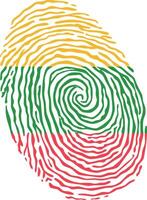 Fingerprint colored with the national flag of Lithuania vector
