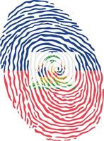 Fingerprint colored with the national flag of Haiti vector