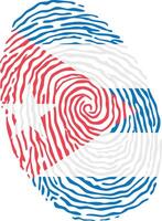 Fingerprint colored with the national flag of Cuba vector