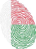 Fingerprint colored with the national flag of Madagascar vector