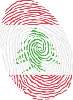 Fingerprint colored with the national flag of Lebanon vector