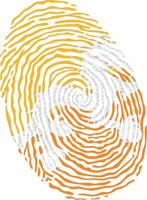 Fingerprint colored with the national flag of Bhutan vector