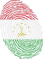 Fingerprint colored with the national flag of Tajikistan vector