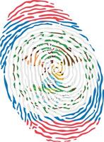 Fingerprint colored with the national flag of Belize vector