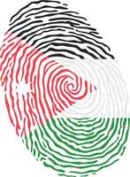 Fingerprint colored with the national flag of Jordan vector