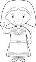 Easy coloring cartoon character from Sweden dressed in the traditional way Illustration. vector