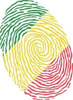 Fingerprint colored with the national flag of Congo vector