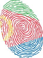 Fingerprint colored with the national flag of Eritrea vector