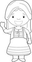 Easy coloring cartoon character from Cyprus dressed in the traditional way Illustration. vector