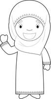Easy coloring cartoon character from Qatar dressed in the traditional way Illustration. vector