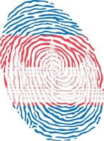 Fingerprint colored with the national flag of Cambodia vector