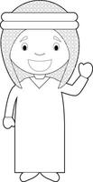Easy coloring cartoon character from Jordan dressed in the traditional way Illustration. vector