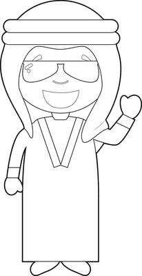 Easy coloring cartoon character from Iraq or Persia dressed in the traditional way Illustration.