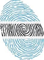 Fingerprint colored with the national flag of Botswana vector