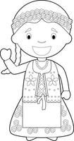 Easy coloring cartoon character from Poland dressed in the traditional way Illustration. vector