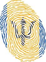 Fingerprint colored with the national flag of Barbados vector