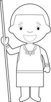Easy coloring cartoon character from Kenya dressed in the traditional way of the Masai tribe. Illustration. vector