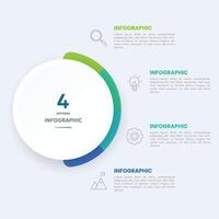 Circle chart infographic template with 4 options for presentations vector