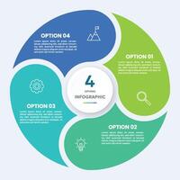 Circle chart infographic template with 4 options for presentations vector