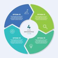 Circle chart infographic template with 4 options for presentations vector