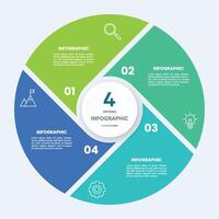 Circle chart infographic template with 4 options for presentations vector