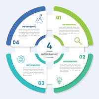 Circle chart infographic template with 4 options for presentations vector