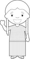 Easy coloring cartoon character from Guatemala dressed in the traditional way Illustration. vector
