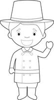 Easy coloring cartoon character from Latvia dressed in the traditional way Illustration. vector