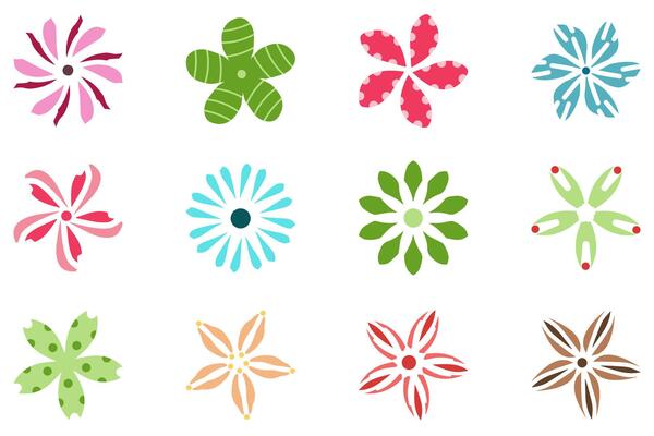 Flower icon set. Botanical floral design