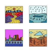 nature view hand drawing illustration for template, design, background, website, icon, etc vector