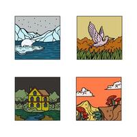 nature view hand drawing illustration for template, design, background, website, icon, etc vector