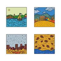 nature view hand drawing illustration for template, design, background, website, icon, etc vector