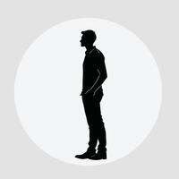 Man standing silhouette shape black color on isolated background illustration design vector
