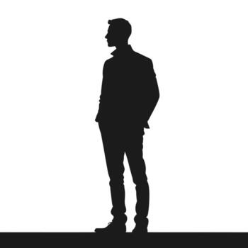 Man standing silhouette shape black color on isolated background illustration design vector