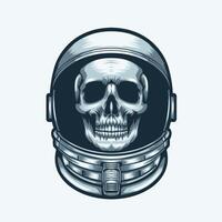 skull in astronaut helmet illustration vector