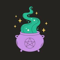 Cauldron with potion. Magic, witchcraft. vector