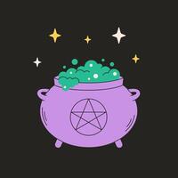 Cauldron with potion. Magic, witchcraft. vector
