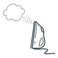 Iron releasing steam doodle sketch style illustration vector