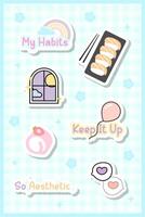 a collection of sticker journal element with food and motivation word vector